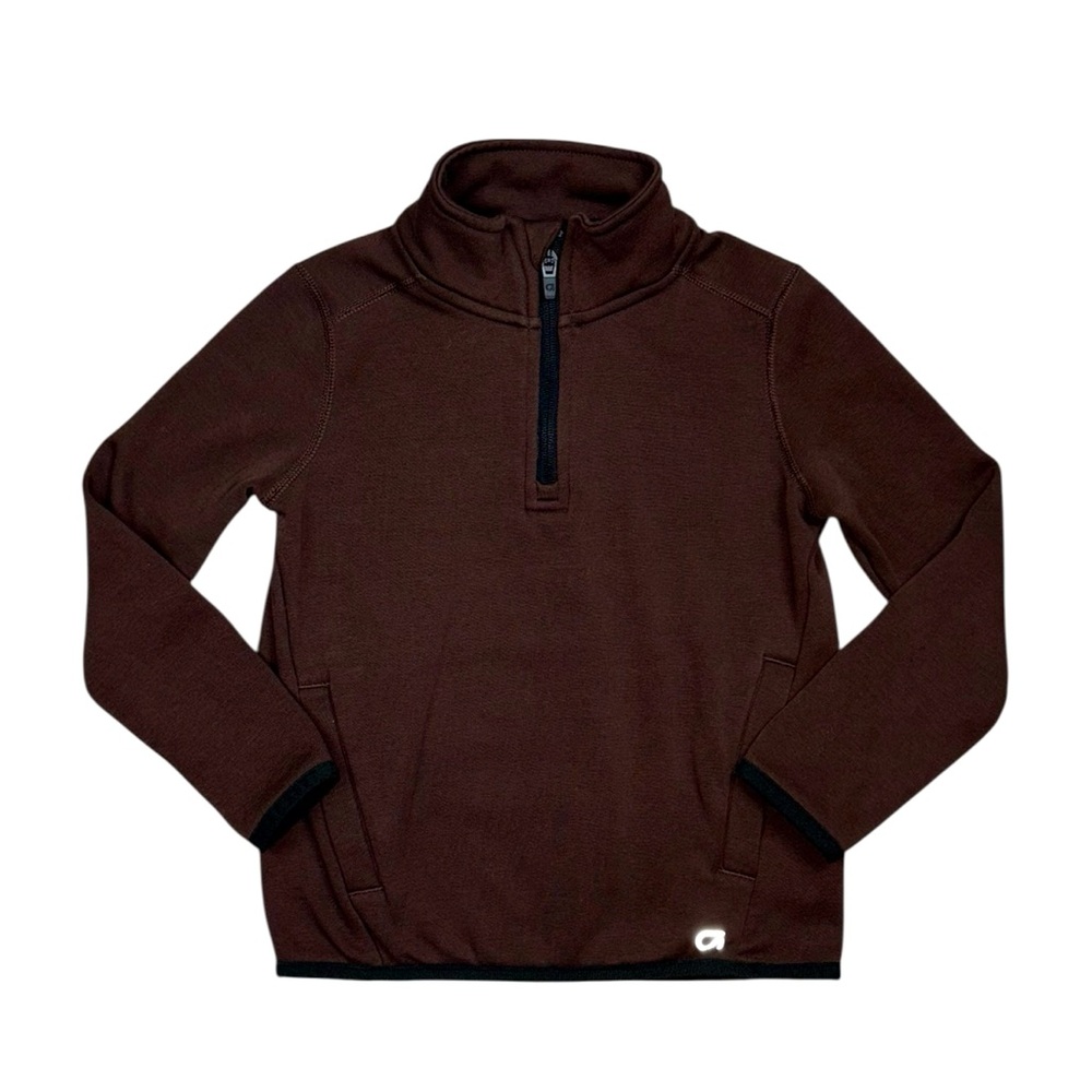 Gap Fit Cozy Tech Lined Quarter Zip Sweatshirt XS 4/5 Brown